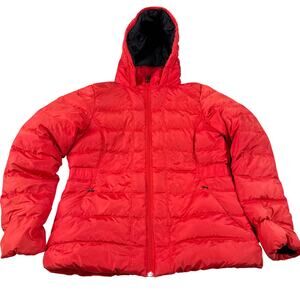 The North Face Women’s 550 Down Puffer Jacket Red Hooded Size L Large